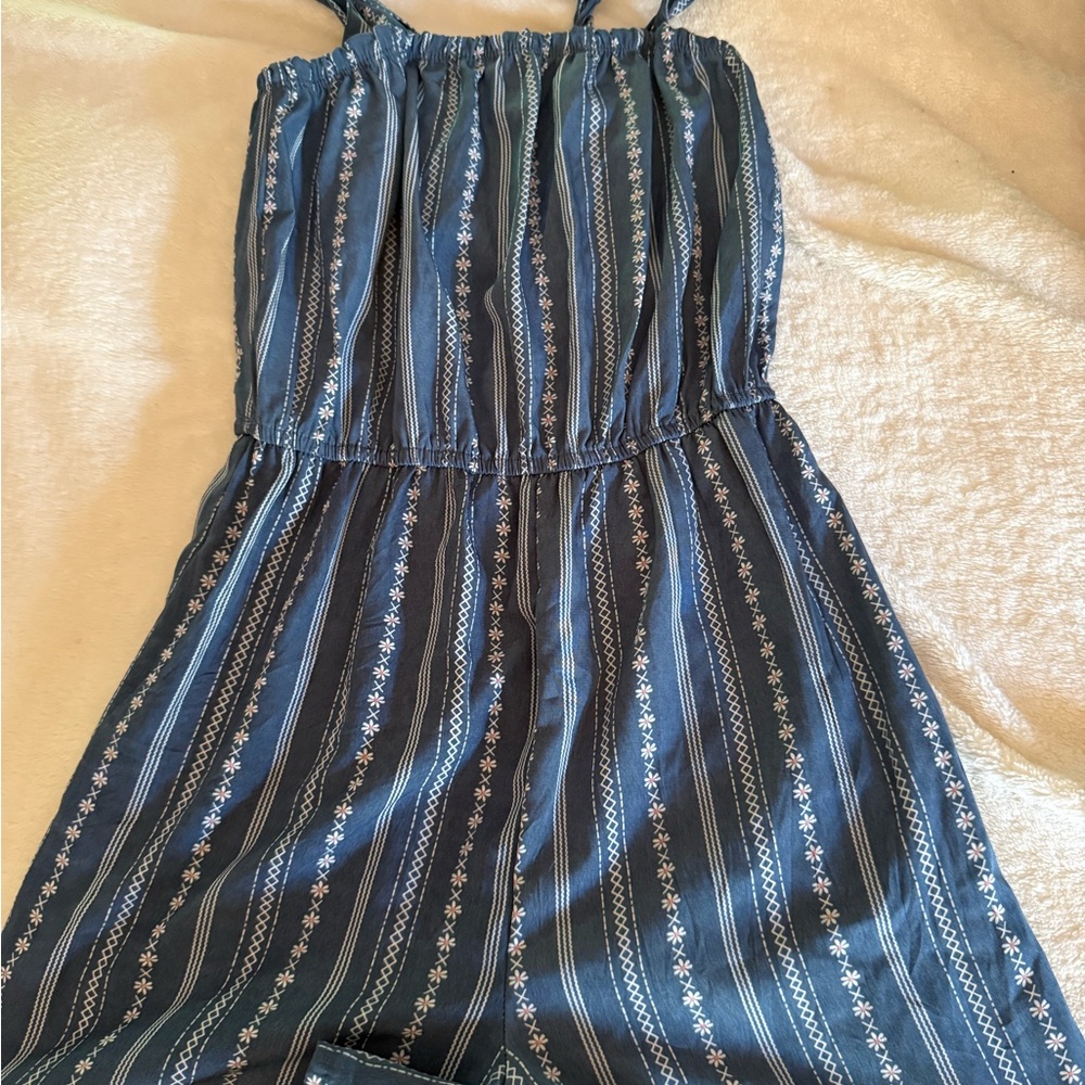 Blue Striped Sleeveless Dress